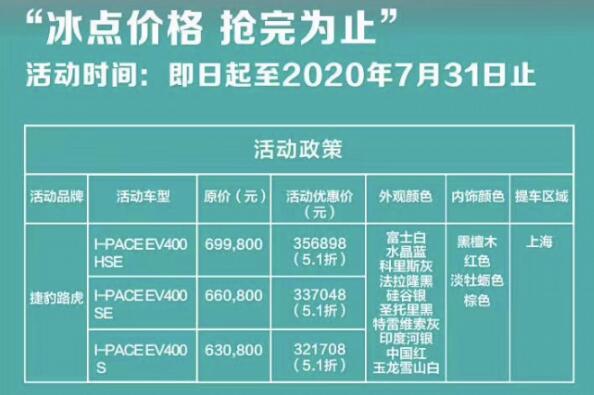 捷豹I-PACE全系5折销售，降价30多万